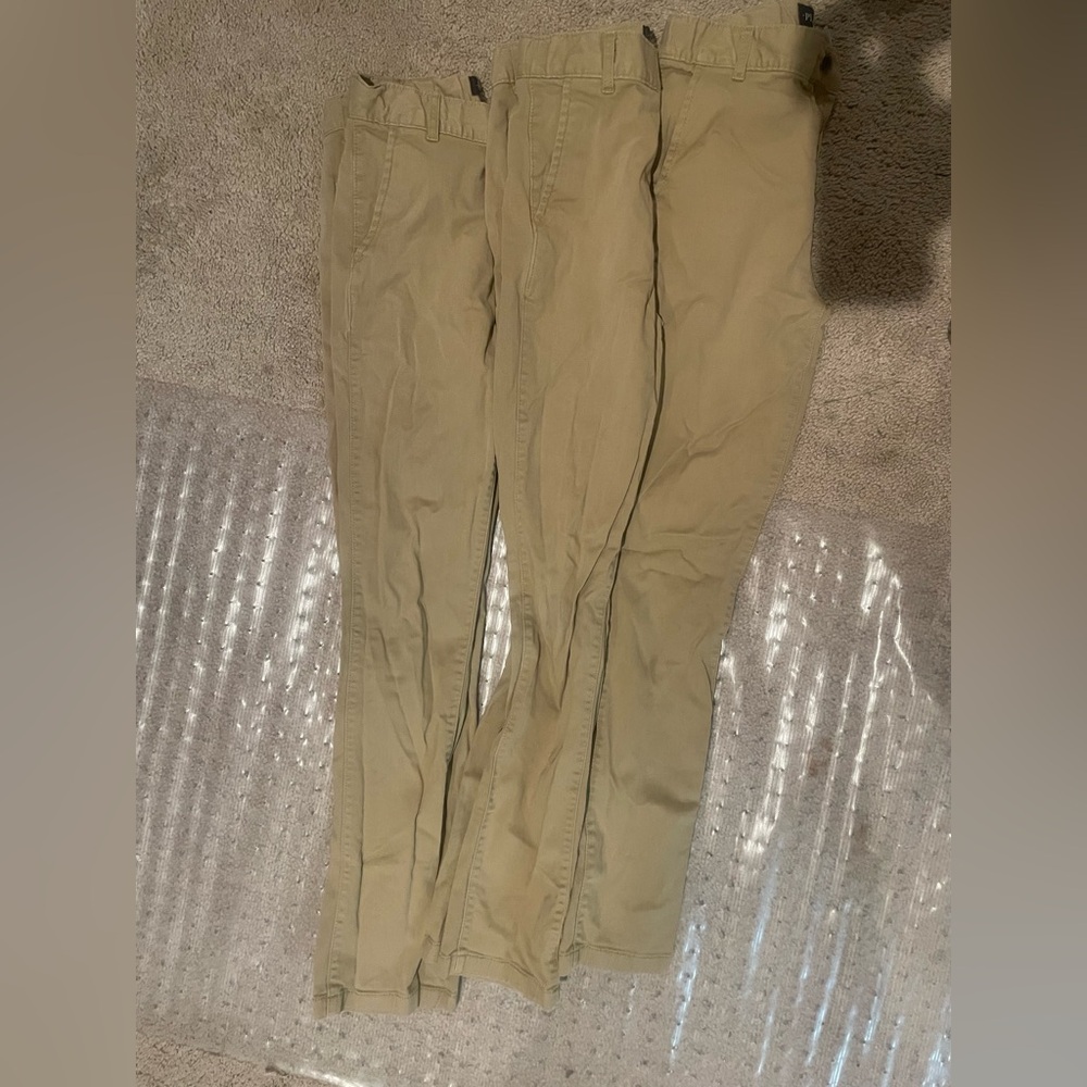 3- pack of tan uniform pants size 14 slime